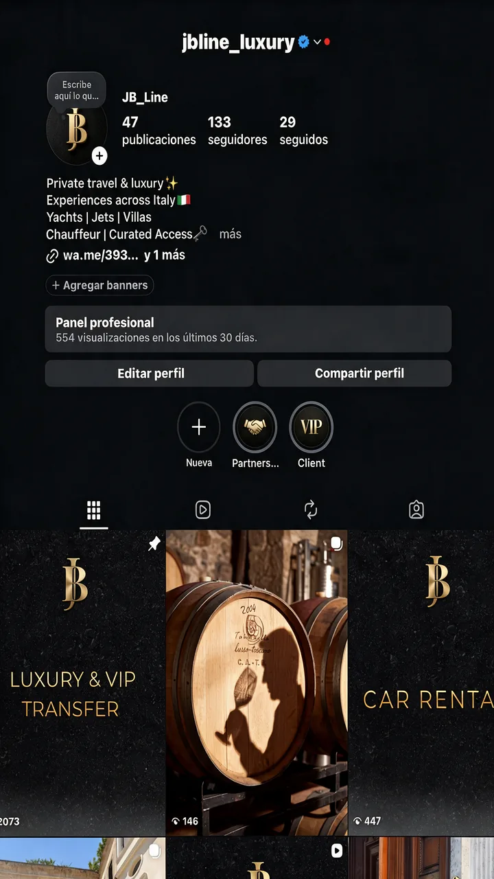 JB Line’s Instagram profile, designed by KrakeMy
